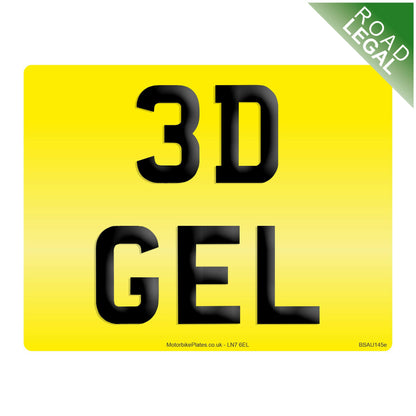 3D Gel ROAD LEGAL Motorbike Plates (9"x7")