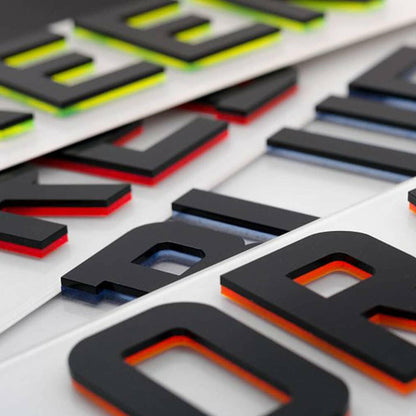 4D NEON Motorbike Number Plate (9"x7" - 8"x6" - 7"x5")
